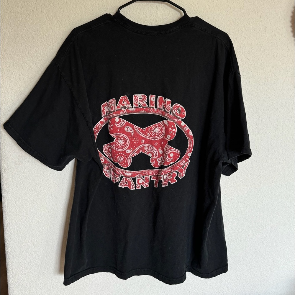 Black Marino Infantry Graphic T-Shirt with Red Bandana Print